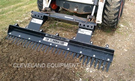 how to use a eliminator rake for skid steer|eliminator skid steer attachment.